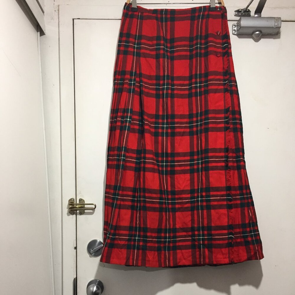 VINTAGE ALJEAN MAXI WOOL PLAID PLEATED KILT SKIRTS SIZE 16